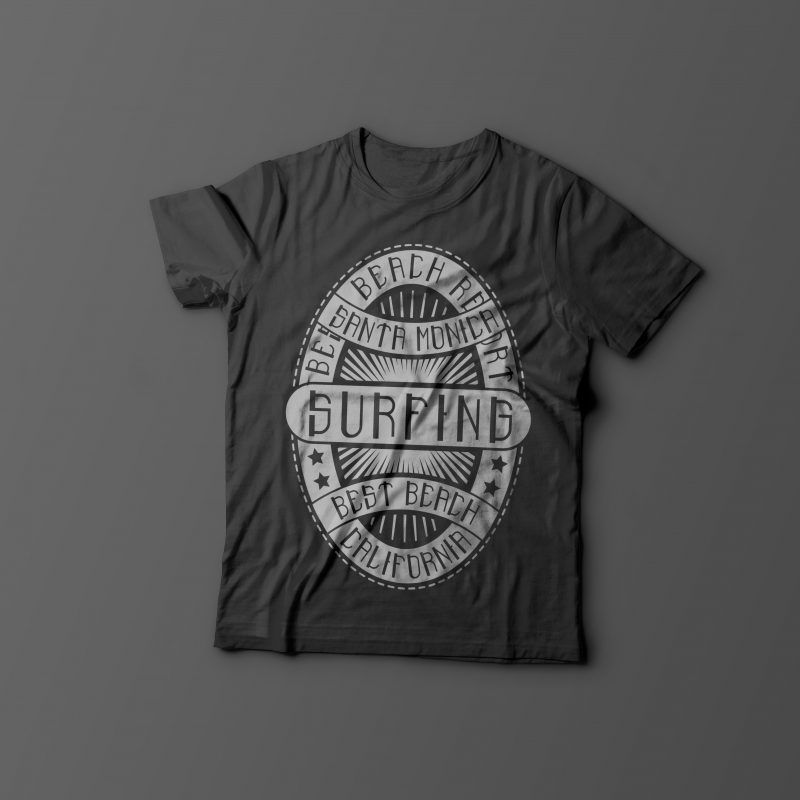 Surfing label design for t shirt - Buy t-shirt designs