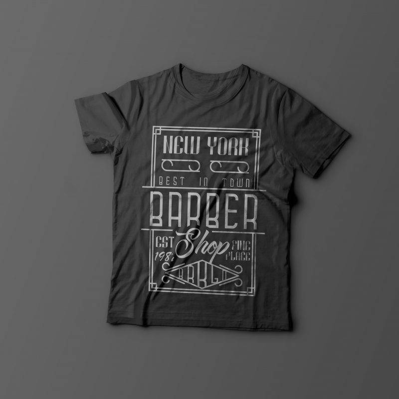 Barber shop label print ready vector t shirt design - Buy t-shirt designs