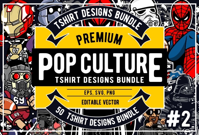 50 Pop Culture Tshirt Designs Bundle #2 tshirt-factory.com