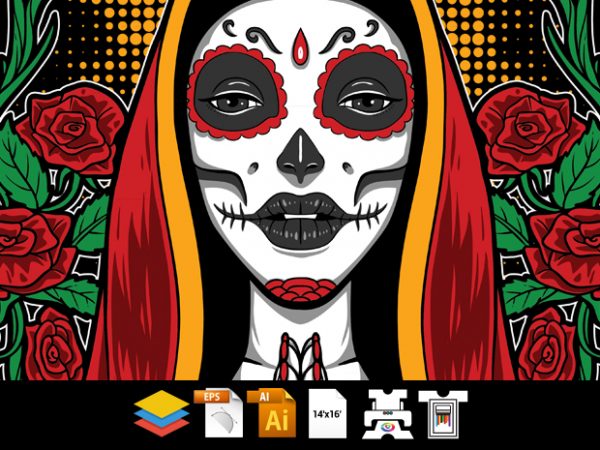 Holy muerte girl – vector t-shirt design