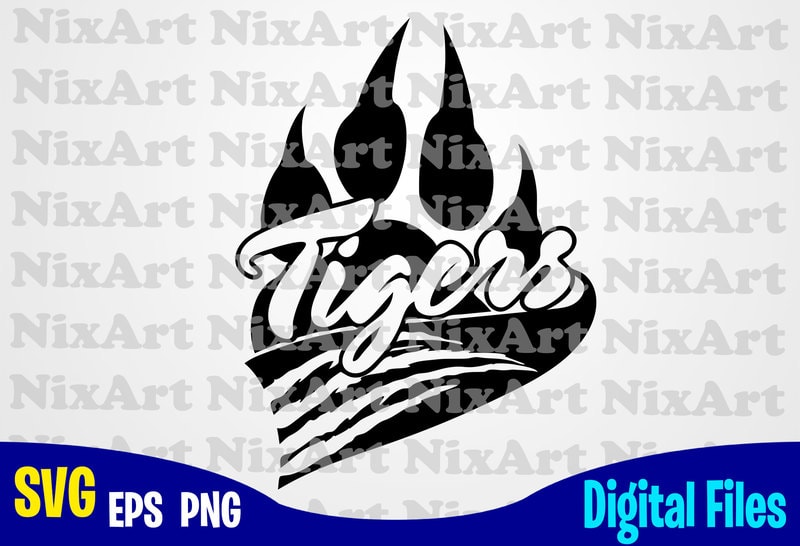 Tigers vector, Paw Svg, School Pride, Monogram vector, Cut for Cricut and  Silhoutte, Stock 벡터