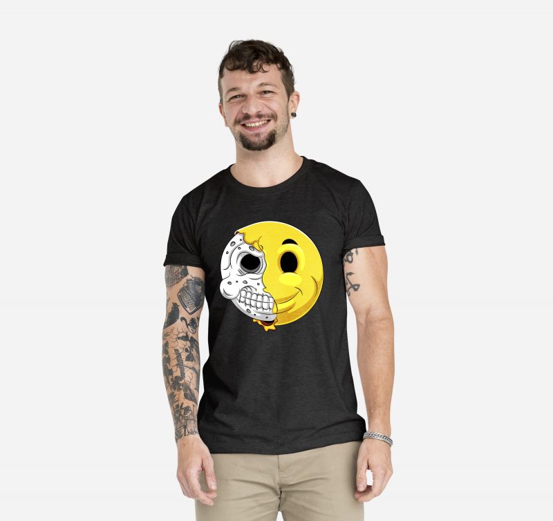 skull smile cartoon t shirt designs for printify