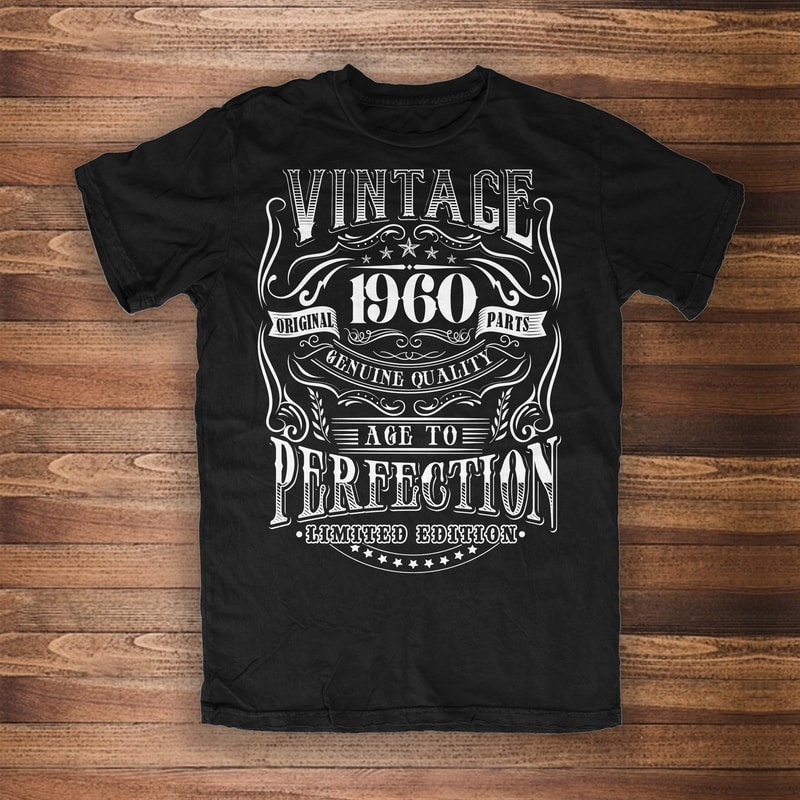 Download Vintage 1960 - Age to Perfection commercial use t-shirt design - Buy t-shirt designs