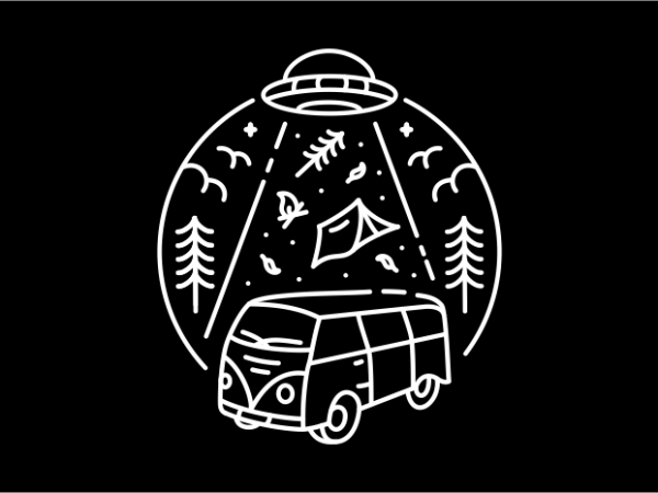 Ufo road trip vector t-shirt design template