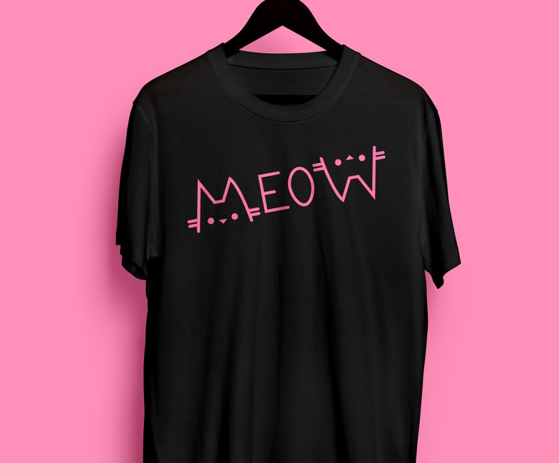 Download Cute Cat vector T shirt MEOW