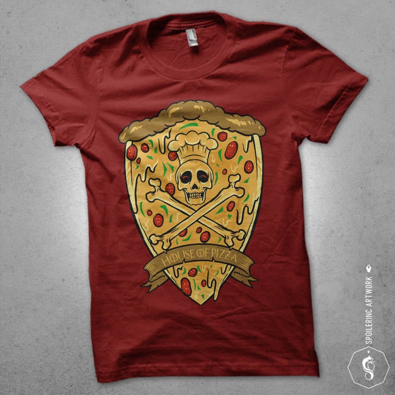 house of pizza t shirt designs for print on demand