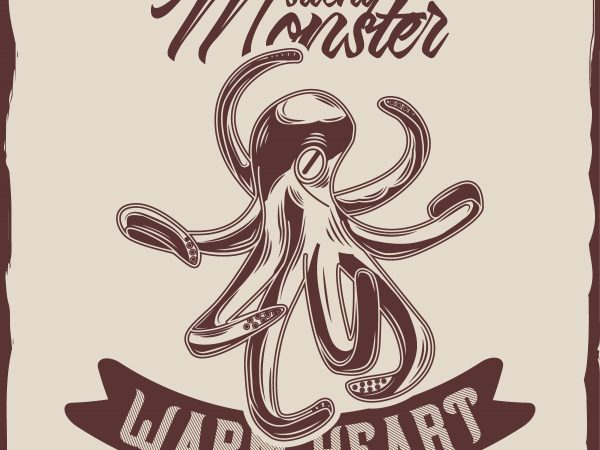 Sticky monster label commercial use t-shirt design