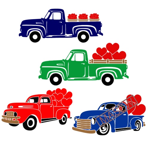 Valentine Truck Svg Valentine S Day Svg Red Truck With Heart Svg Valentine Svg Cutting Files For Cricut Silhouette Cameo Eps Svg Png Dxf Digital Download Tshirt Design Vector Buy T Shirt