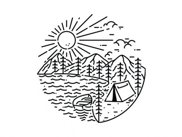 Camping lake t-shirt design png