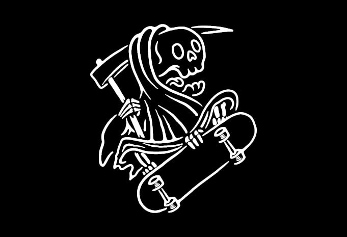 Grim Reaper Skateboarding graphic t-shirt design - Buy t-shirt designs
