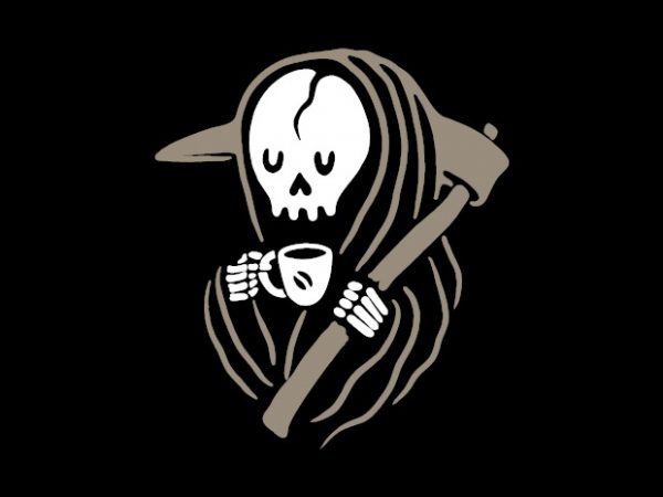 Grim reaper love coffee t-shirt design png