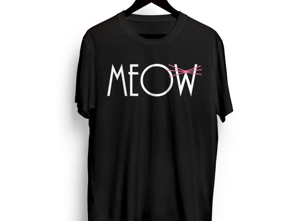 Cat meow graphic t-shirt design for sale