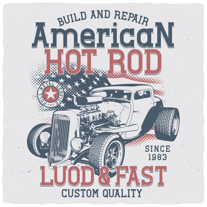 American Hot Rod vector t-shirt design - Buy t-shirt designs