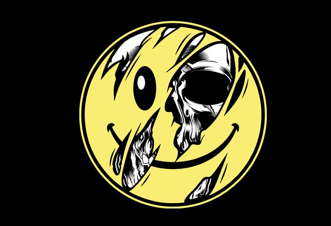 skull dead in side emoticon t shirt design to buy - Buy t-shirt designs