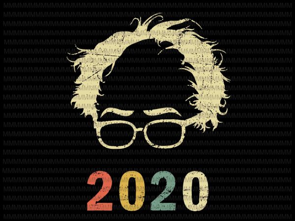 Retro bernie 2020, glasses hair vintage bernie sanders svg, png, dxf, eps, ai file t-shirt design for commercial use