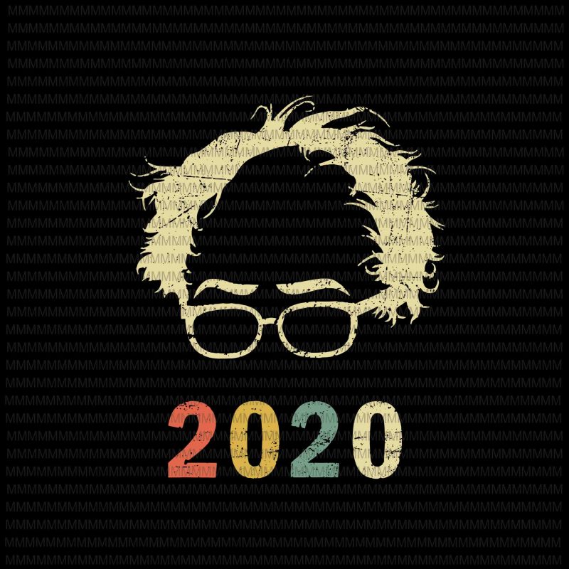 Retro Bernie 2020, Glasses Hair Vintage Bernie Sanders svg, png, dxf, eps, ai file t-shirt design for commercial use