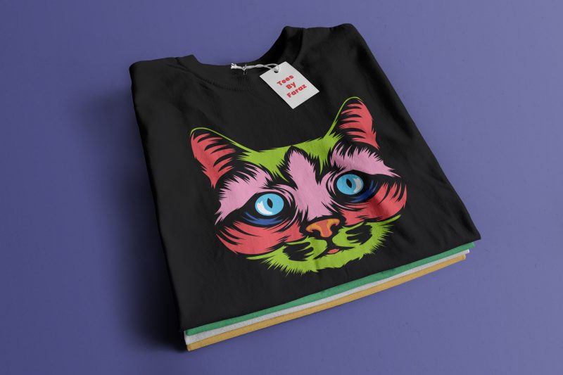 Colorful Cat t shirt design for download