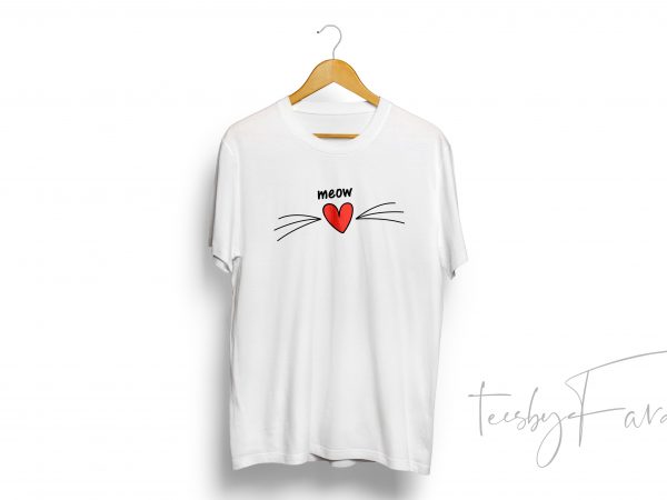 Meow cat t shirt design for sale