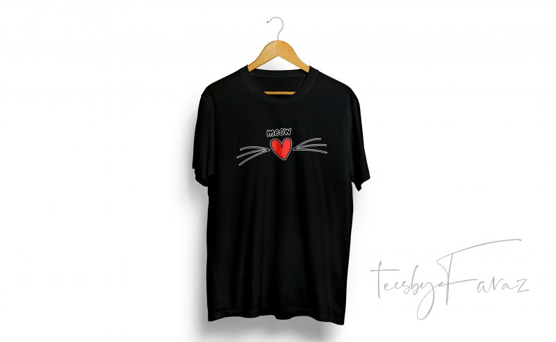 Meow Cat t shirt design for sale