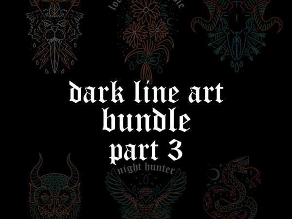 Dark line art bundle part3 t shirt vector illustration
