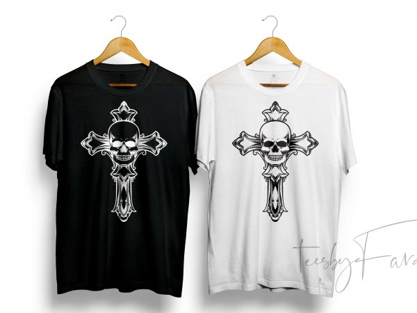 Skull and t cross t shirt design