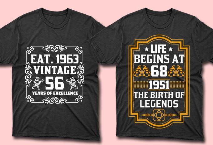 50 Editable Vintage Birth Day/Age Tshirt Designs Bundle ,t-shirt design png,buy t shirt design artwork, graphic t-shirt design,print ready t shirt design,commercial use t-shirt design,buy