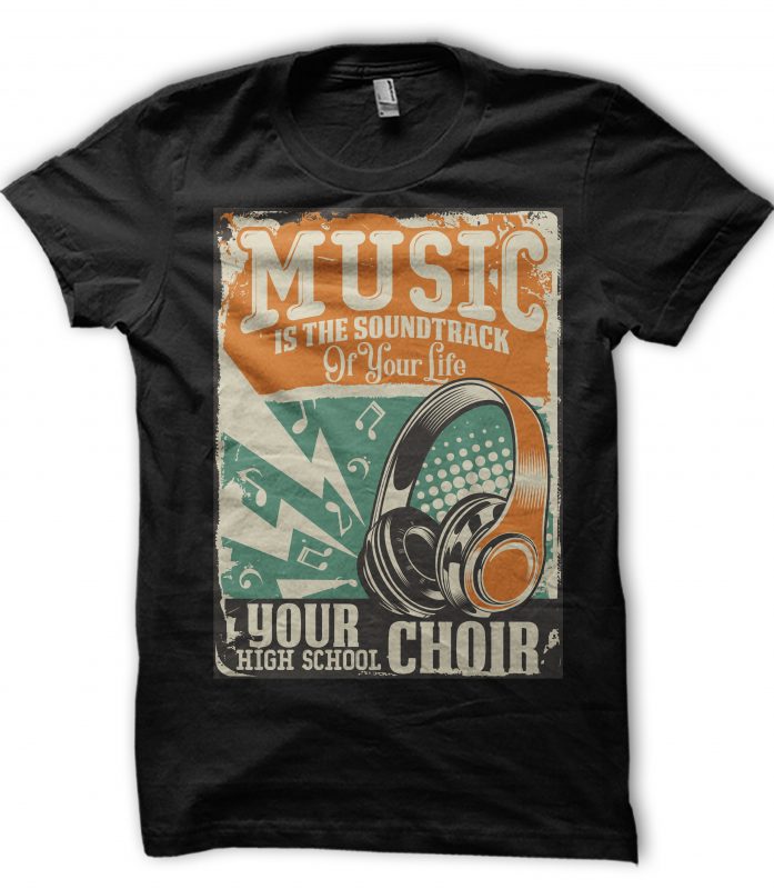 Music is Soundtrack Of Your Life t-shirt design for commercial use ...