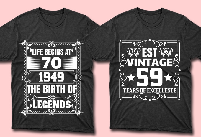 50 Editable Vintage Birth Day/Age Tshirt Designs Bundle ,t-shirt design png,buy t shirt design artwork, graphic t-shirt design,print ready t shirt design,commercial use t-shirt design,buy