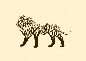 Lion animal silhouette from tree vector t shirt design for sale