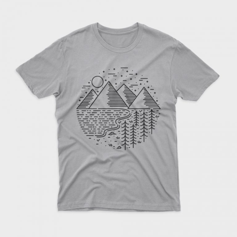 Mountain Lake and Tree t shirt design template - Buy t-shirt designs