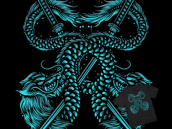 Dragon samurai t shirt design for download