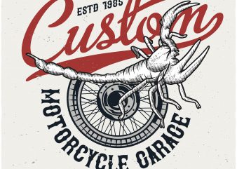 Custom motorcycle garage t shirt design for purchase