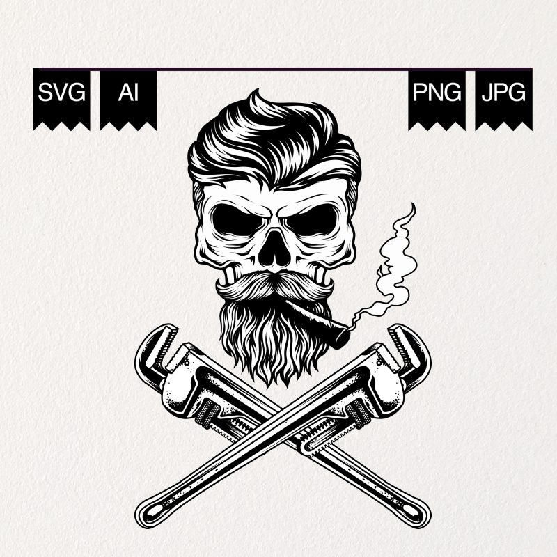 Skull Pipe Wrenches t shirt design for sale