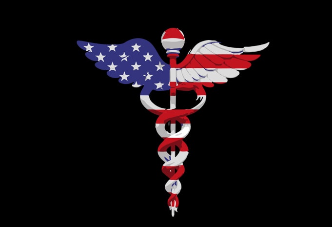 Nurse caduceus american flag t-shirt design png - Buy t-shirt designs