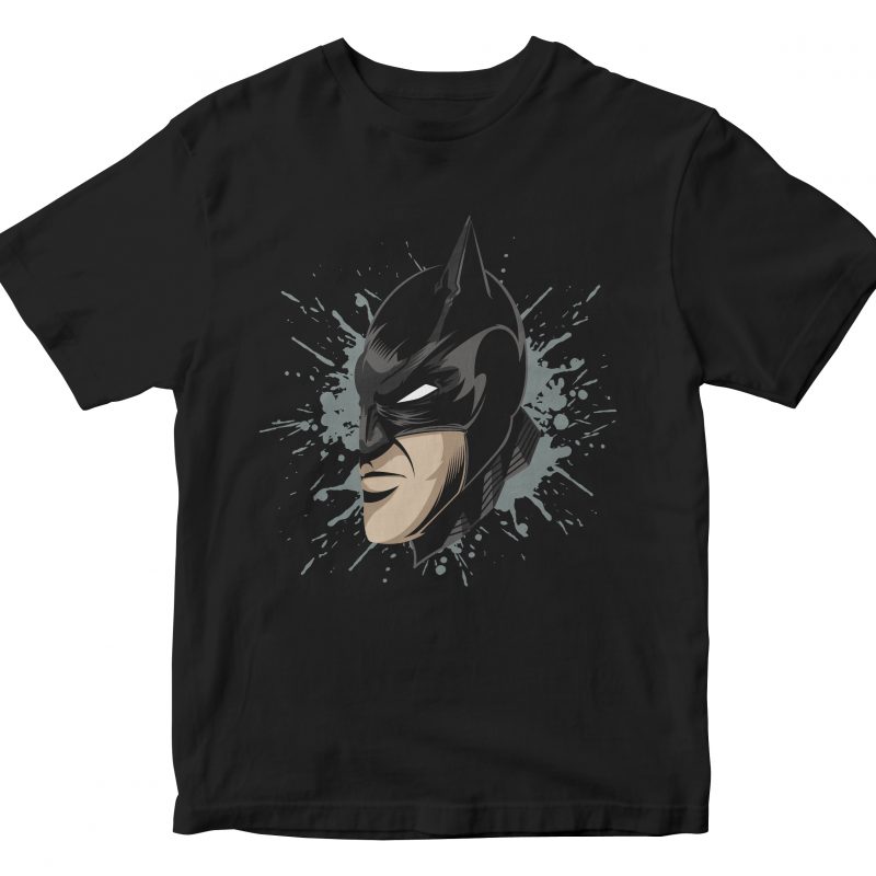 bathman black head t-shirt design for commercial use