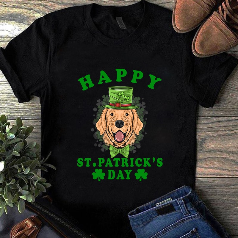 St. Patrick’s Day Golden Retriever Shirt.Golden Retriever Leprechaun. Golden Retriever St. Patrick’s Day EPS SVG PNG DXF digital download buy t shirt design artwork