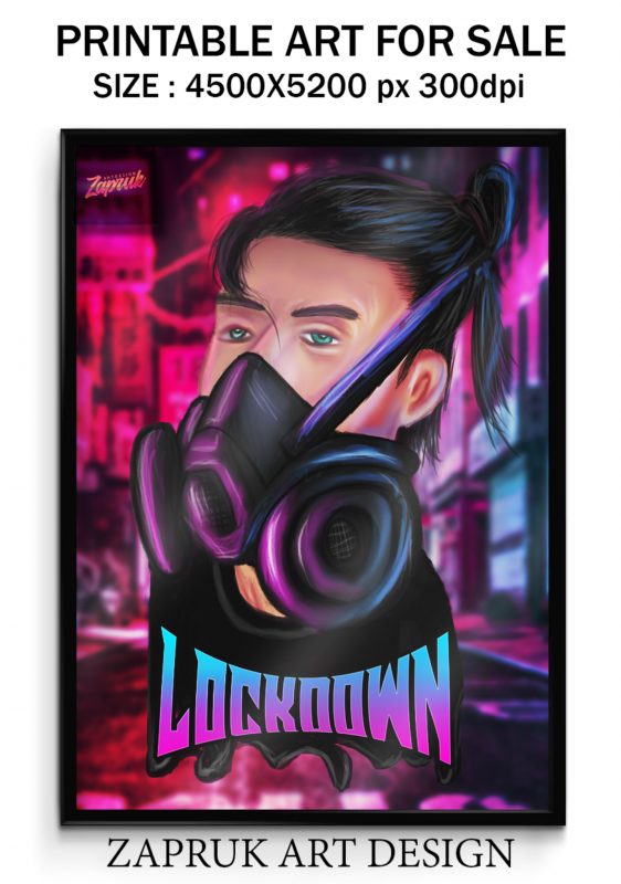 Lockdown Printable digital art and Tshirt design PNG, JPG