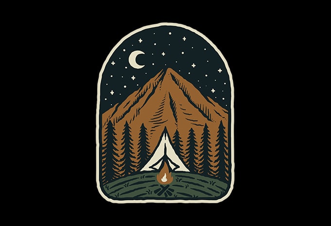 Camp Mountain Night design for t shirt - Buy t-shirt designs