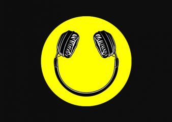 Smile Headphone music graphic t-shirt design