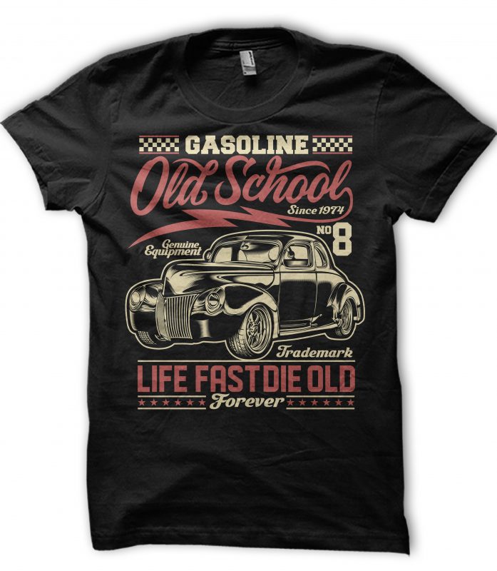 GASOLINE OLD SCHOOL t shirt design for download - Buy t-shirt designs