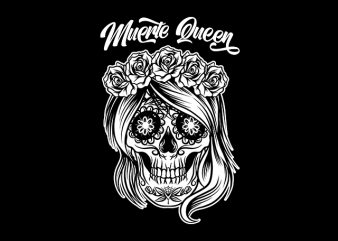 Muerte Queen Sugar Skull graphic t-shirt design