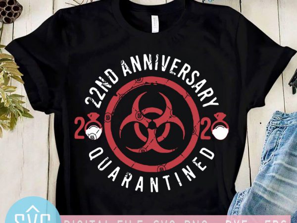 22nd anniversary 2020 quarantined svg, coronavirus svg, covid-19 svg graphic t-shirt design