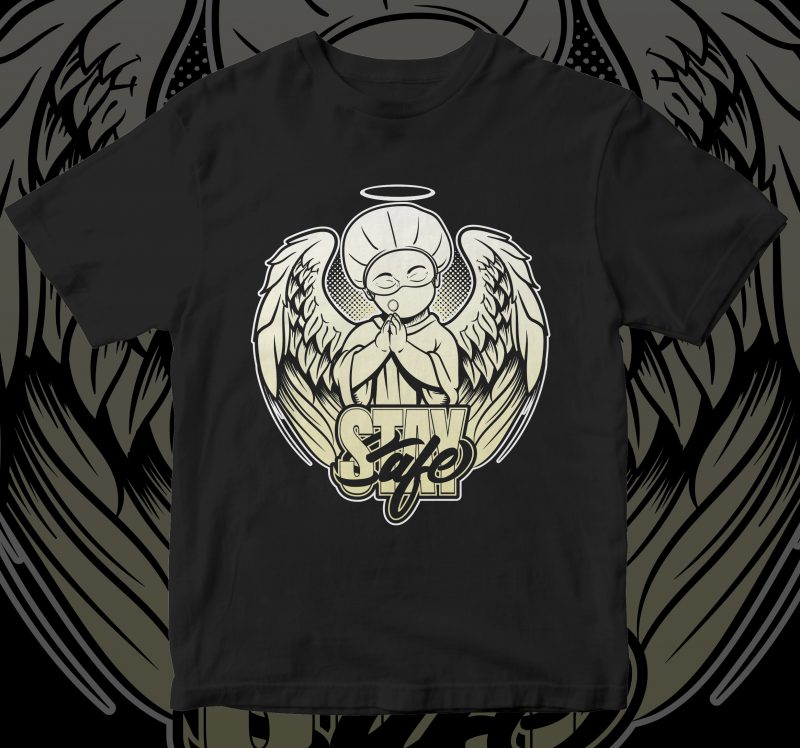 PLEASE STAY SAFE, BABY ANGEL NURSE, CORONA shirt design png buy t shirt design artwork