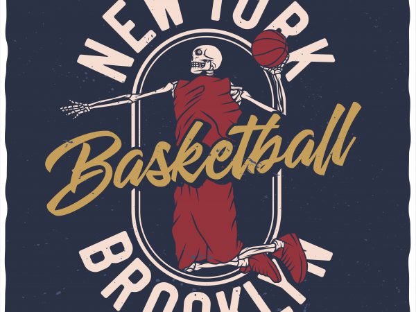 Basketball skeleton t shirt design for sale