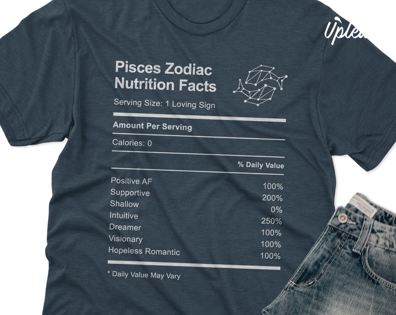 Pisces Zodiac Nutrition Facts t shirt design template - Buy t-shirt designs