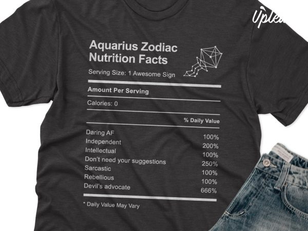 Aquarius Zodiac Nutrition Facts t shirt design template - Buy t-shirt ...