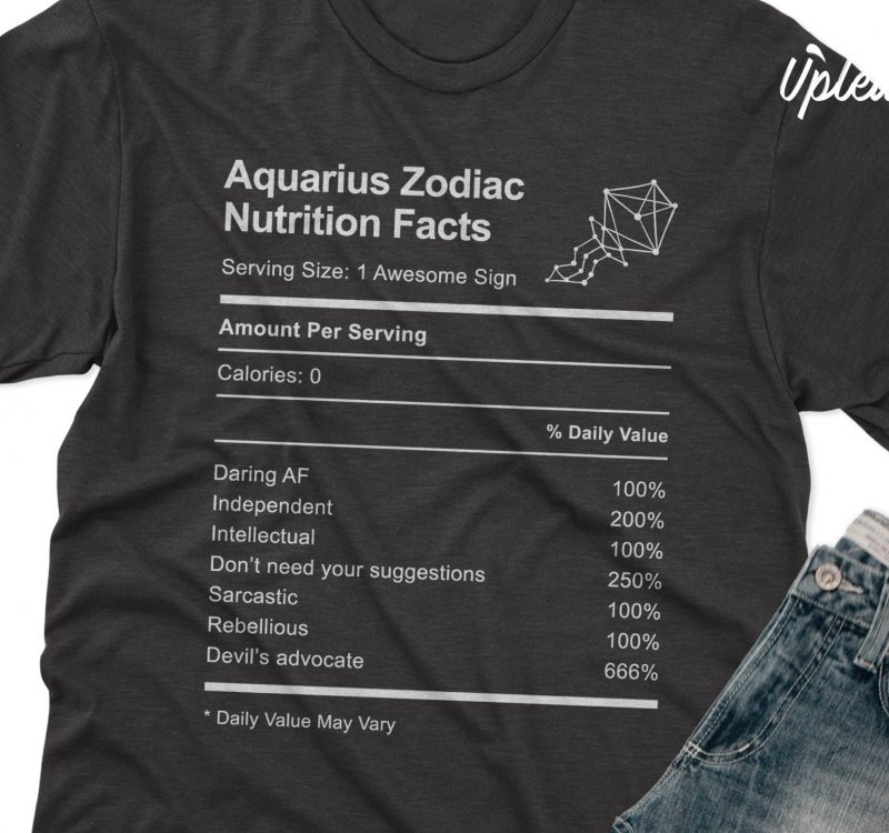 Download Aquarius Zodiac Nutrition Facts T Shirt Design Template Buy T Shirt Designs