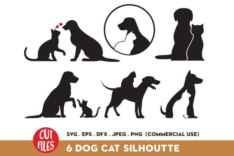 Download Dog And Cat Silhouette Bundle Buy T Shirt Designs PSD Mockup Templates