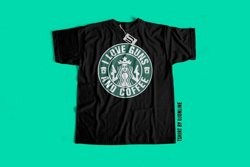 Download Guns Coffee Print Ready T Shirt Design