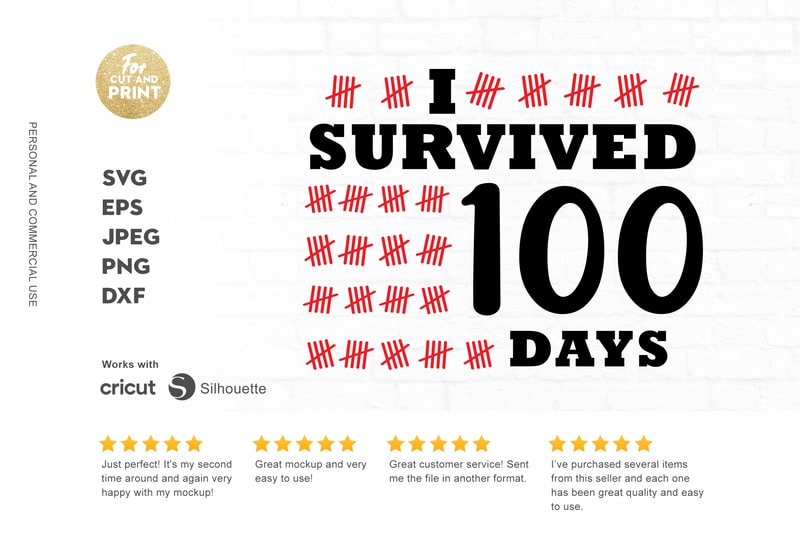 I SURVIVED 100 DAYS T Shirt Design Template - Buy T-shirt Designs